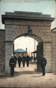 Kingston Ontario Tete de Pont Barracks Soldiers c1910 Vintage Postcard