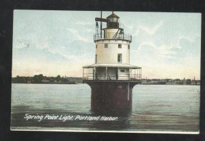 PORTLAND MAINE SPRING POINT LIGHT LIGHTHOUSE VINTAGE POSTCARD 1906