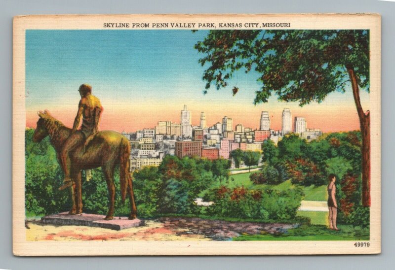 Skyline From Penn Valley Park, Kansas City, Missouri Postcard 