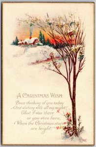 A Christmas Wish, Been Thinking of You Today, Greetings, Snow, Vintage Postcard