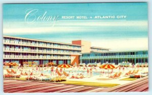 ATLANTIC CITY, NJ ~ Roadside COLONY RESORT MOTEL Fun Graphics 1968 Postcard