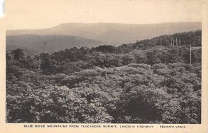 Blue Ridge Mountain From Tuscarora Summit Lincoln Highway View Postcard Backing 