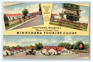 c1950's Minnehaha Tourist Court Cheyenne Wyoming WO, Multiview Vintage Postcard