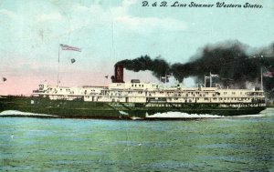 C. 1910 D & G Line Steamer S.S. Western States Steamship Vintage Postcard P217