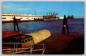 Long Beach California~Harbor W/ Ocean Going Vessels @ Docks~Vintage Postcard