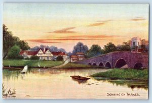 Berkshire England Postcard Bridge Sonning on Thames c1910 Antique Unposted