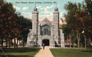 Vintage Postcard 1910 New Chapel Bates College Campus Building Lewiston Maine ME