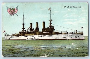 Irving Oregon OR Postcard USS Vermont US Navy Ship c1910's Posted Antique