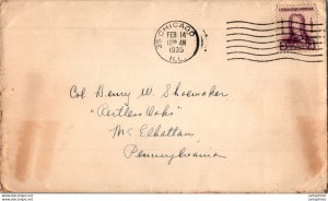 US Cover 3c Oblethorpe Chicago 1935 for Penn