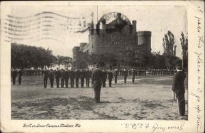 Madison Wisconsin WI Lower Campus Soldier Cadet Drill c1910 Vintage Postcard