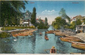 Germany navigation themed postcard Cieve fishing boats canal