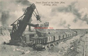 MN, Hibbing, Minnesota, Seller Mine, Steam Shovel Loading Train, Mining