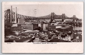 RPPC NYC Queensboro Bridge New York City 1910 Real Photo Postcard B33