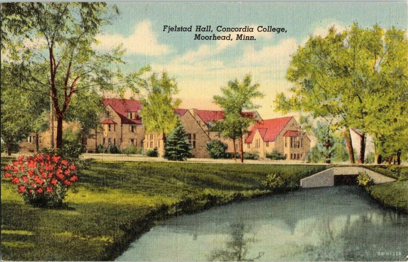 Fjelstad Hall Concordia College Moorhead Minn Vintage Linen Postcard UNP Unused 