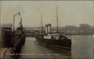 Folkestone UK Turbine Steamer Ship ONWARD 1906 Used Real Photo Postcard