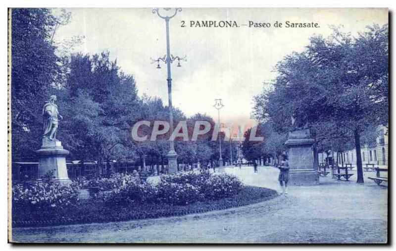 Old Postcard Pamplano Paseo de Sarasate