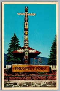 Postcard Vancouver BC c1950s Indian Totem Pole In Stanley Park Prospect Point