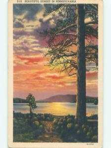 Linen SUNSET AT LAKE WINNIPESAUKEE Laconia - Meredith New Hampshire NH W5121