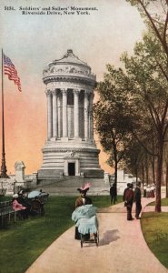 Vintage Postcard Soldier's & Sailor's Monument Riverside Drive New York US Flag