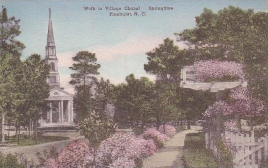 North Carolina Pinehurst Walk To Village Chapel In The Springtime Handcolored...