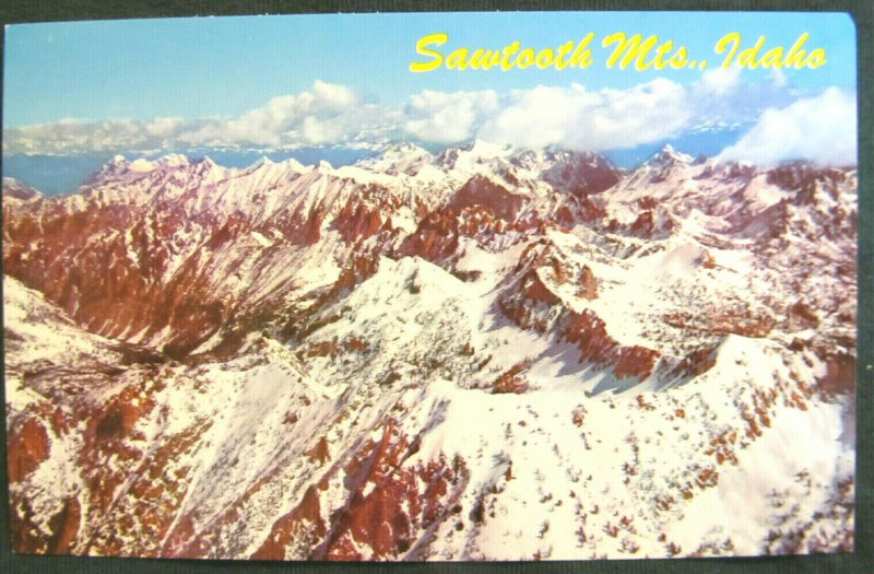 SAWTOOTH MOUNTAINS, Idaho ~ Mountain Range Snow Covered Vintage Postcard