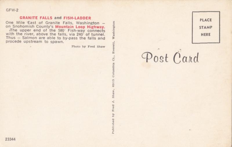 Granite Falls and Fish-ladder, Washington, unused Postcard