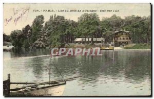 Old Postcard Paris Lake Bois de Boulogne View of the island