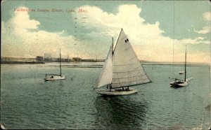 Lynn Massachusetts Saugus River Sailboats Yachting c1900-20s Vintage Postcard