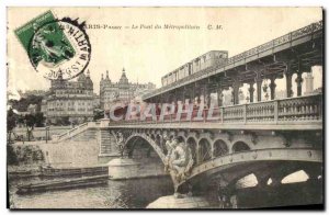 Old Postcard Paris Le Metropolitain Metro Passy Bridge