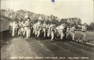 Beloit College WI Army Air Corps Military Track Real Photo Postcard c1940