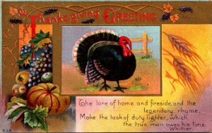 Thanksgiving Greetings With Turkey 1910