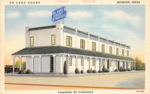 Seymour Texas De Luxe Court Motel Color Linen Vintage Postcard U7277