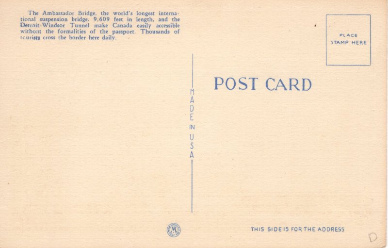 US    PC4846  AMBASSADOR BRIDGE CONNECTING DETROIT & WINDSOR