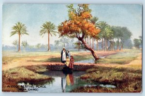 Egypt Postcard A Cool Resting Place Near Cairo c1910 Oilette Tuck Art