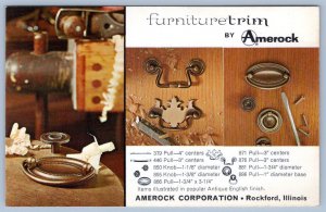 AMEROCK ROCKFORD ILLINOIS FURNITURE TRIM DRAWER PULLS ADVERTISING POSTCARD 1960s