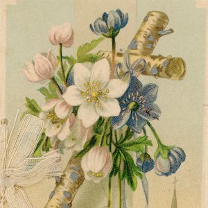 1890's Easter Cross Flowers Embossed Booklet International Art Publishing