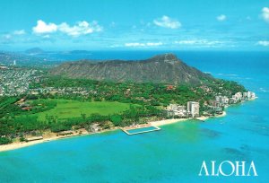 Vintage Postcard Aloha View of Waikiki's Famous Landmark Diamond Head Hawaii