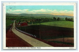 State Highway and Mountains near Somerset PA Pennsylvania Postcard