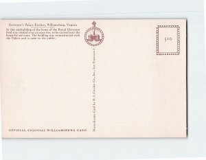 Postcard Governors Palace Kitchen Williamsburg Virginia USA