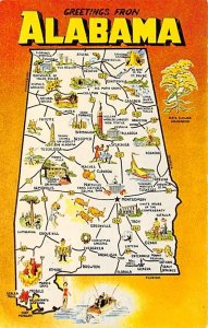 Greetings from AL, cotton state, yellow hammer state USA Maps Unused 