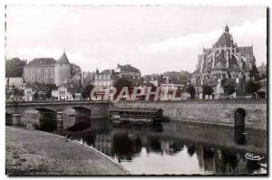 Modern Postcard Mayenne Notre Dame church and the castle Mayenne