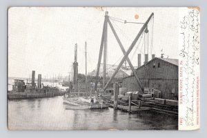 Postcard Maine Bath ME Water Front Harbor Ships 1909 Posted Undivided Back