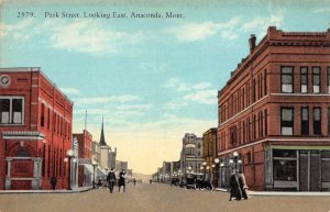 Anaconda Montana Park St., Looking East, Color Lithograph Vintage Postcard U6874