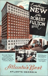 Atlanta Georgia GA Robert Fulton Hotel Multi-View Vintage Postcard