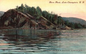 Vintage Postcard Barn Rock Lake Champlain New York NY National R'W'Y News Pub.