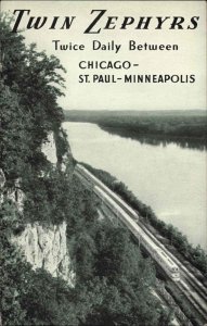 Chicago St Paul Minneapolis Twin Zephyrs Railroad Train Vintage Postcard