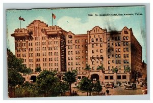 Vintage 1910's Postcard St. Anthony Hotel San Antonio Texas - Antique Cars