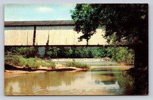 Indiana Mansfield Covered Bridge Over Raccoon Creek Vintage Postcard A143