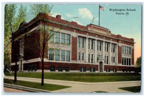 1912 Washington School Exterior View Building Peoria Illinois Vintage Postcard