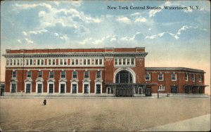 Watertown New York NY Central Railroad Train Station Depot Vintage Postcard